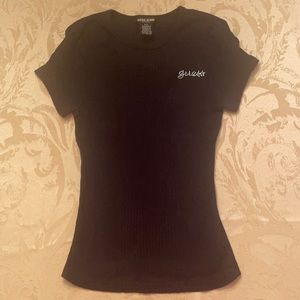Guess Rhinestone black ribbed T-shirt